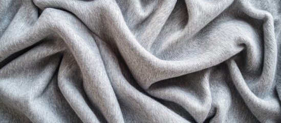 Poster - Cozy soft gray fleece fabric with rich texture drapes gracefully creating a warm inviting atmosphere perfect for comfortable interiors