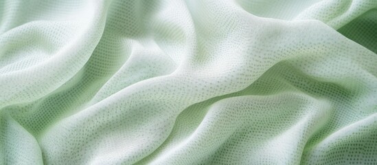 Poster - Light green fabric texture showcasing a subtle dot pattern with soft flowing creases positioned diagonally across the image for a distinct look