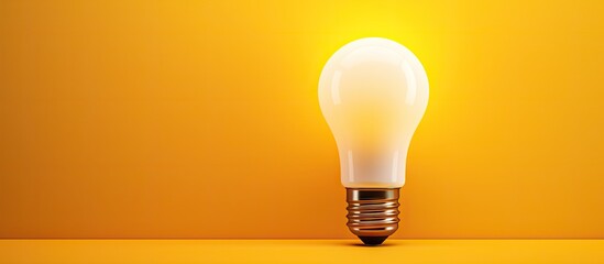 Aufkleber - LED light bulb illuminated on a vibrant yellow background with smooth gradient, centering the bulb for ample space for text or graphics.