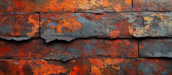 Poster - Aged textured red and black brick wall background highlighting rustic colors with unique patterns showcasing time-worn charm and character