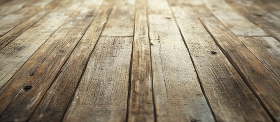 Leinwandbilder - Aged wooden flooring texture with prominent grooves and natural imperfections showcasing a vintage appeal in warm brown tones arranged diagonally.