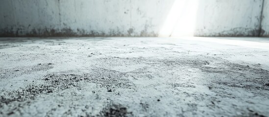 Leinwandbilder - Grungy concrete floor with a textured surface in muted gray tones, illuminated by soft light from the upper corner, creating a dramatic atmosphere.