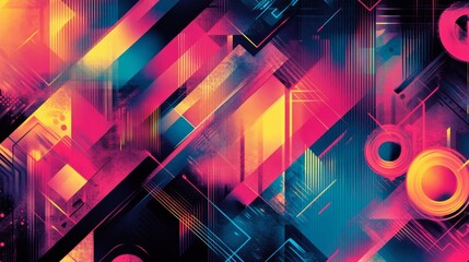 Poster - Illuminating neon patterns digital realm abstract art cyber environment close-up technological aesthetics