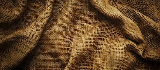 Aufkleber - Textured brown burlap fabric background with subtle wrinkles and folds creating a vintage rustic look ideal for design and text overlay spaces
