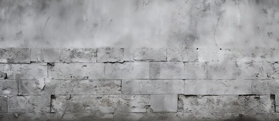 Fototapete - Aged concrete block wall texture exhibiting gray tones with subtle cracks and ample copy space for overlay, positioned centrally across the image.