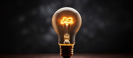 Aufkleber - Bright glowing light bulb on a dark background with soft light reflections illuminating metallic base showcasing elegance and simplicity