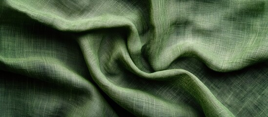 Leinwandbilder - Woven green cotton fabric texture displays soft, organic design with subtle variations emphasizing eco-friendly qualities and gentle drape.