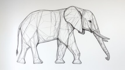 Poster - Outline of an elephant savanna digital artwork nature high angle minimalist design