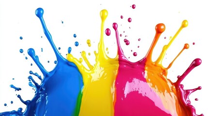 Poster - Vibrant Ink Splashes on Glossy Background