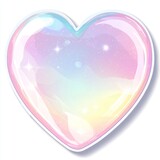 Pastel iridescent heart bubble, graphic design element, white background, love
