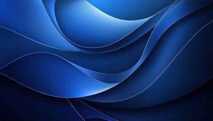 Poster - Abstract waves in blue tones showcasing flowing forms and depth, perfect for backgrounds, wallpapers, or creative design inspirations in digital art