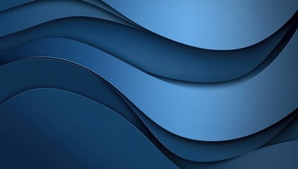 Poster - Abstract Waves in Shades of Blue, Flowing Lines and Curves Creating a Modern Background for Design and Art, Smooth Textures and Depth in Digital Art