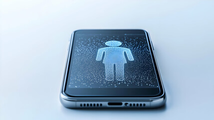 Poster - Smartphone Displaying Digital Avatar Icon Against White Background