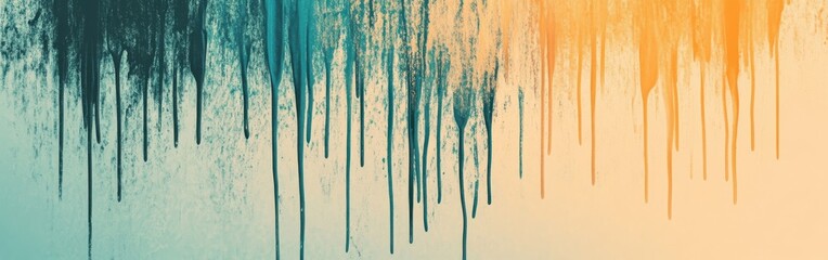 Aufkleber - Minimalist pencil strokes create a color gradient with smooth transitions from teal to orange in an abstract composition
