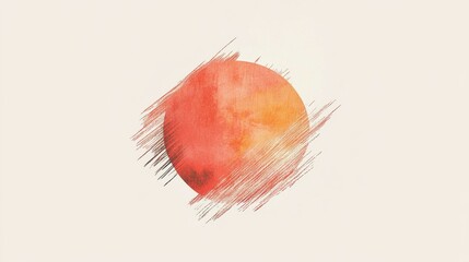 Poster - Minimalist pencil strokes create a vibrant circular design in warm tones on a soft background
