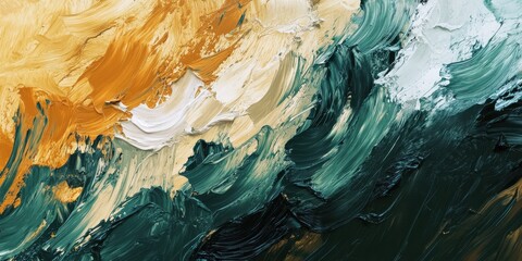 Poster - Abstract texture with thick paint strokes in a blend of warm and cool colors creating a dynamic visual effect