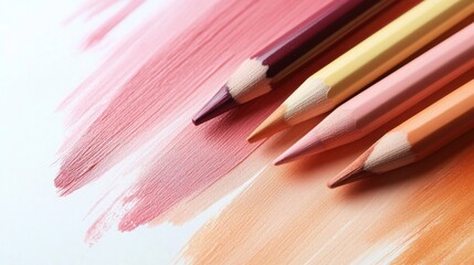 Poster - Elegant pastel amber wash with pencil strokes in art creation highlighting various shades and textures