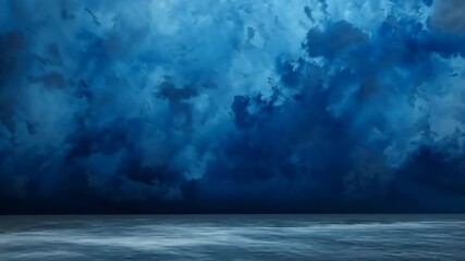 Poster - The sky is a deep shade of blue with fluffy white clouds scattered throughout. The empty space below the sky is vast and open, giving the impression of endless possibilities