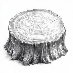 Aufkleber - Detailed illustration of a tree stump showcasing growth rings and natural texture in a simple design