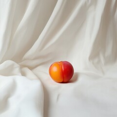 Poster - Ripe nectarine resting on soft white fabric with smooth orange skin