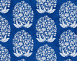 © ganesh_502 - vector illustration of Mughal motif seamless pattern on blue texture backhground.