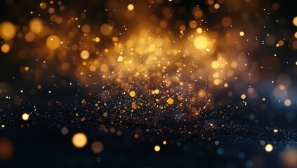 Poster - Captivating golden and dark shimmering bokeh background with soft lights creating a mesmerizing ambiance for festive and celebratory themes