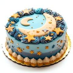 delicious moon and star themed cake.
