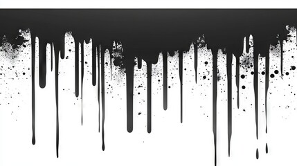 Poster - An impactful black and white abstract scene with paint splatters, fluid forms, and dynamic actions