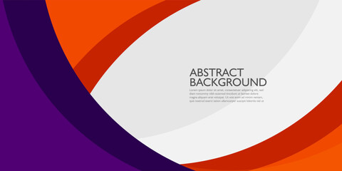 Wall Mural - abstract orange and purple overlap curve banner 3d background. simple overlap shapes on white backgr