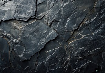 Poster - Dark Slate Texture Background Showing Natural Stone Formation with Varied Patterns and Lines Suitable for Various Design Applications and Creative Projects