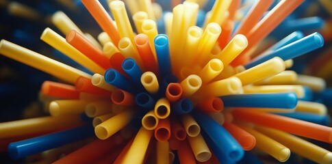 Poster - low-light conditions reveal the visual intricacies of abstract paper straw graphs