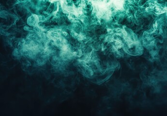 Poster - Dense, Ethereal Smoke Patterns in Variations of Green and Black for Abstract Art or Background Use in Creative Projects