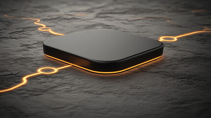Poster - Innovative technology device digital realm 3d render futuristic environment close-up view conceptual design