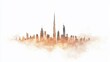 © pornthip - Artistic watercolor painting of dubai skyline on white background, urban landscape illustration