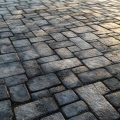 Poster - A newly constructed pavement using interlocking cement blocks. The blocks fit perfectly, creating a seamless walkway. Soft shadows and vibrant colors enhance realism. 