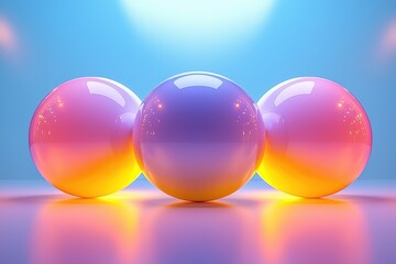 Poster - vibrant gradient spheres on a reflective surface with stunning color transitions