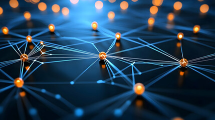 Poster - Abstract Network Visualization with Illuminated Spheres and Connected Lines on Dark Background