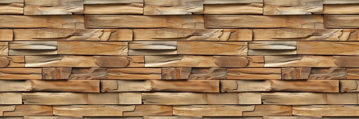 Leinwandbilder - old brown rustic 3d horizontal wooden bards wall panel decor texture - wood background panorama banner long, seamless pattern