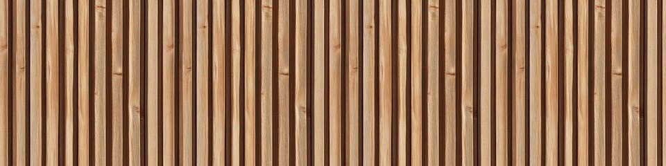 Poster - 3d decor panel, wood background banner panorama long - Brown wooden acoustic panels wall texture , seamless pattern, vertical