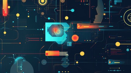 Poster - This modern interactive digital background features vibrant colors and abstract patterns, ideal for technology and creative projects. Perfect for visualizations!