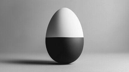 Poster - Half black half white egg minimalist studio photography image art life food dark clean shape still
