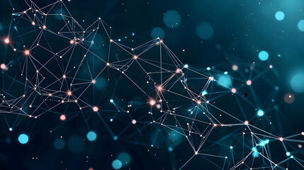 Poster - Abstract Network Of Connected Dots And Lines On Blue And Black Background Representing Communication
