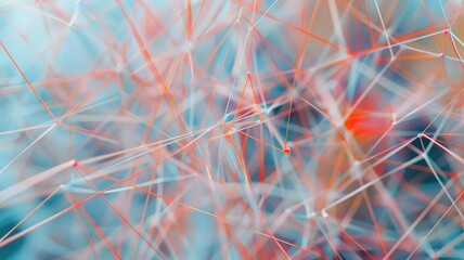 Poster - This abstract dynamic background features interconnected lines and shapes in a vibrant, colorful design. Ideal for conveying modern concepts and artistic inspiration.