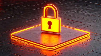 Poster - Security lock icon digital world graphic design futuristic environment close-up concept of protection