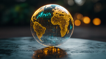Poster - Exploring global data trends digital globe visualization outdoor setting nighttime environment artistic perspective