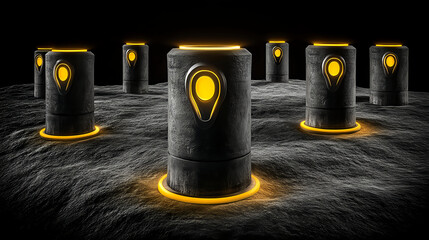 Aufkleber - Exploration of futuristic energy sources sci-fi landscape digital art dark environment aerial view innovation concepts