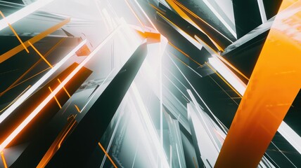 Poster - This image features an abstract representation of lines and shapes in a dynamic composition. The modern design emphasizes light, color, and depth, creating a visually captivating effect.