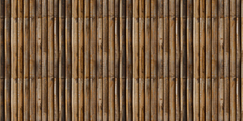 Poster - 3d decor panel, wood background banner - Brown wooden acoustic panels wall texture , seamless pattern, vertical