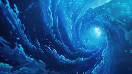 Poster - A stunning abstract digital animation background featuring a swirling blue design. This captivating image evokes a sense of depth and fluid movement, ideal for creative projects.