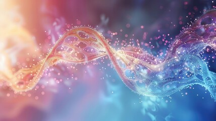 Poster - A mesmerizing abstract background featuring a colorful particle wave, ideal for healthcare-related designs, art projects, and modern presentations.